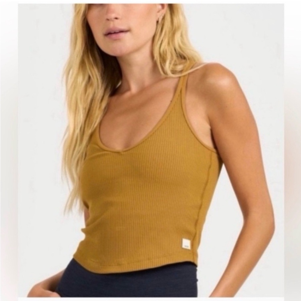 Vuori Rib Crop Tank - Mustard color
